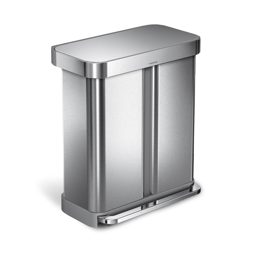 58L Dual Compartment Rectangular Step Can with Liner Pocket