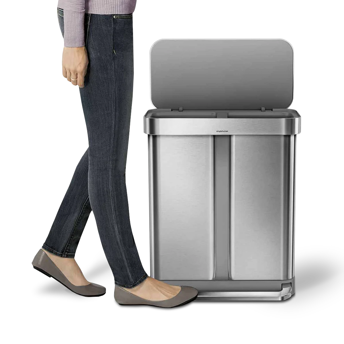 gen1 58L dual compartment rectangular sensor can with voice and motion control