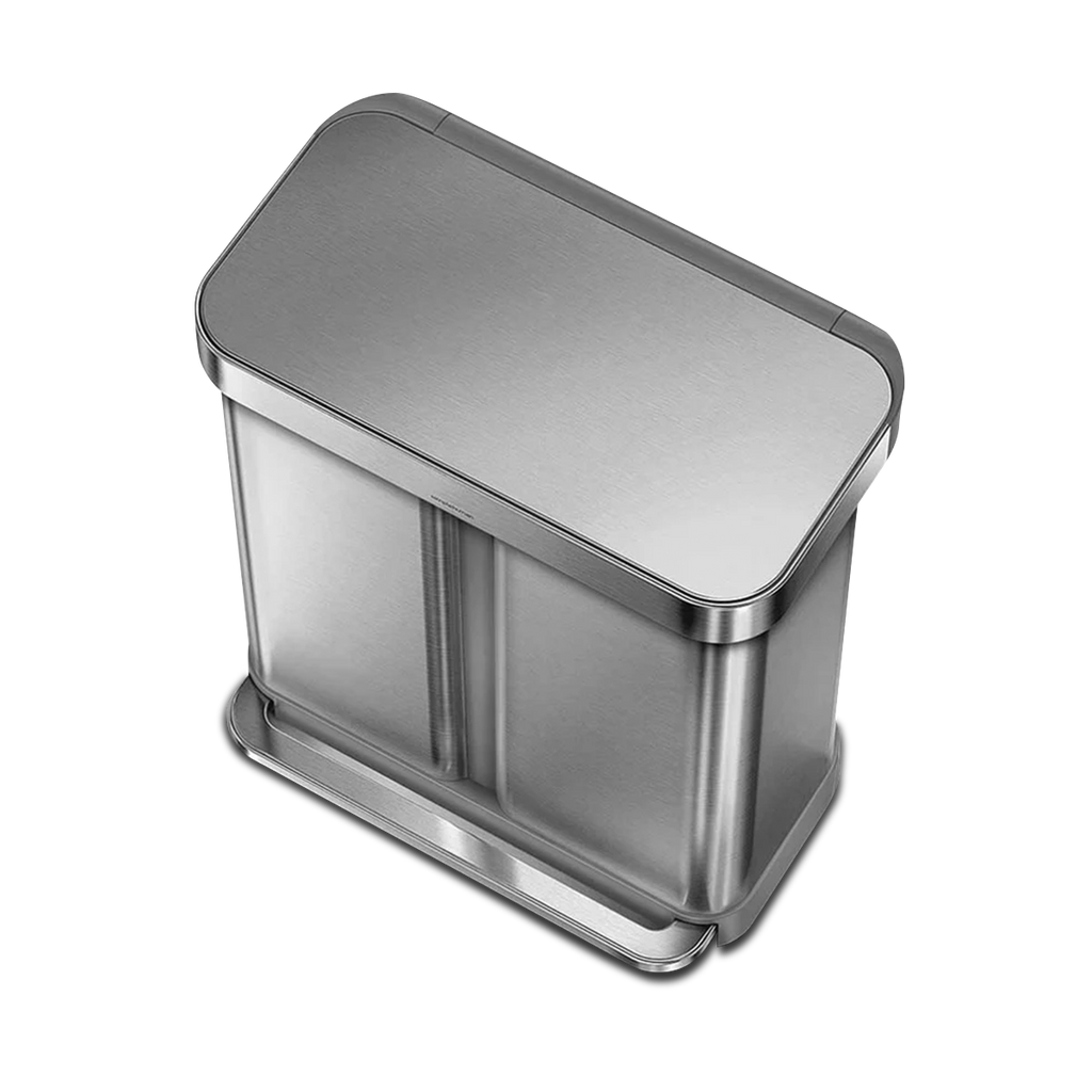 58L Dual Compartment Rectangular Step Can with Liner Pocket (Bundled with Compost Caddy and Liners)
